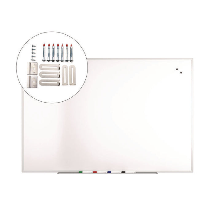 Magnetic Steel Dry Erase Board, 48" x 72", White Surface, Gray/Natural Aluminum Frame