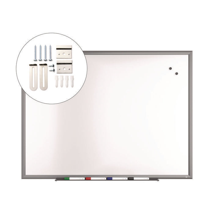 Magnetic Porcelain Dry Erase Board, 48" x 36", White Surface, Gray/Natural Aluminum Frame