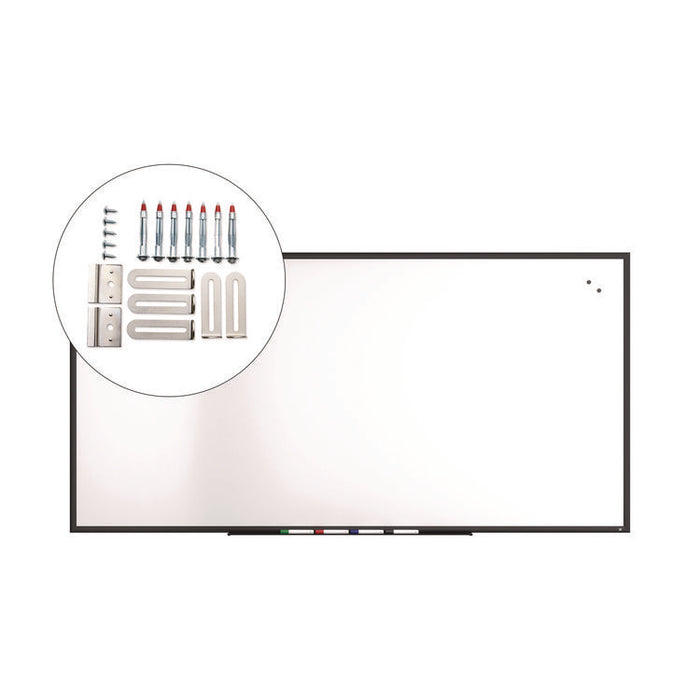 Magnetic Porcelain Dry Erase Board, 96" x 48", White Surface, Black Aluminum Frame