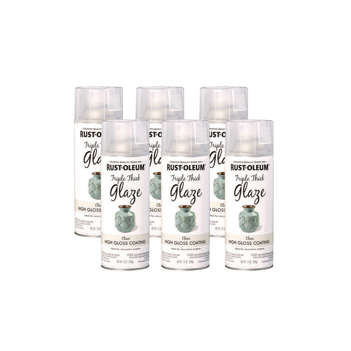 Specialty Triple Thick Glaze Spray Paint, High Gloss Clear, 12 oz Aerosol Can, 6/Carton