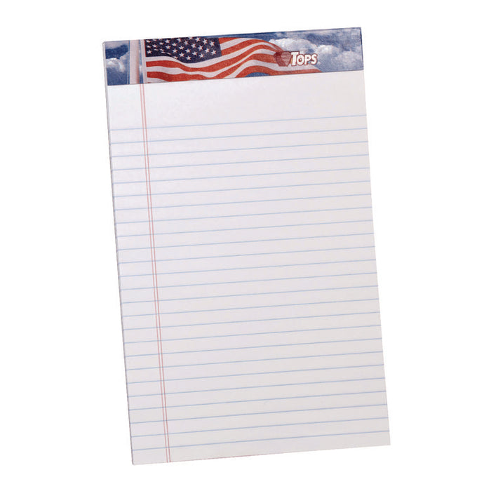 American Pride Writing Pad, Red/White/Blue Headband, Narrow Rule, (50) White 5 x 8 Sheets, 12/Pack
