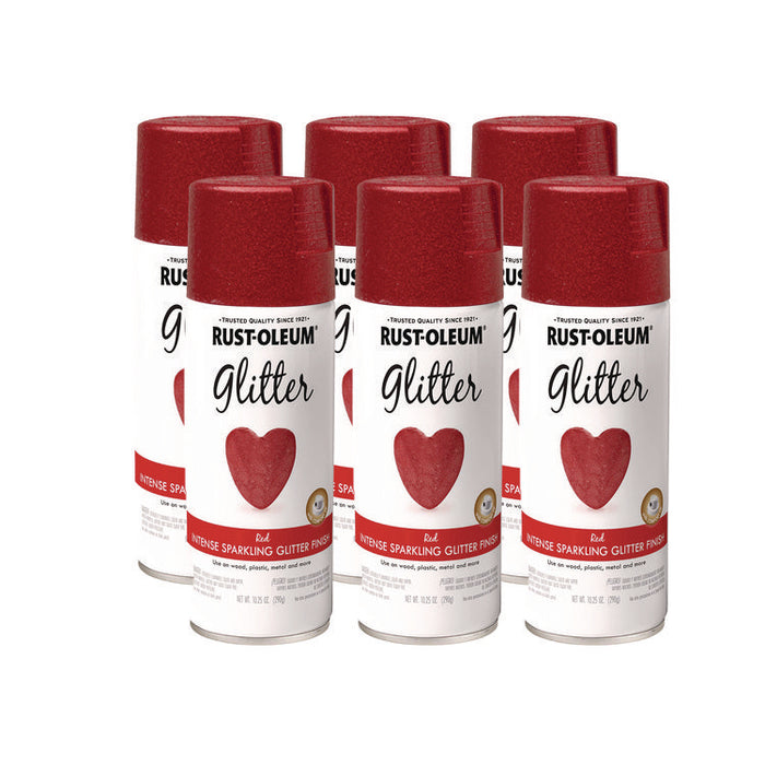 Specialty Glitter Spray Paint, Glitter Red, 10.25 oz Aerosol Can, 6/Carton