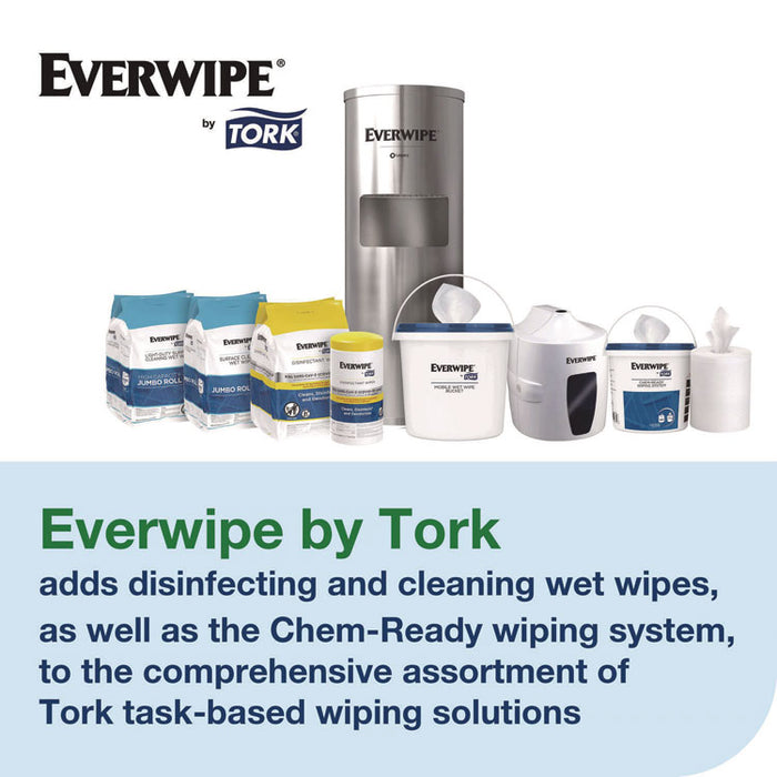 Disinfectant Wipe Jumbo Rolls, 1-Ply, 8 x 6, Lemon, White, 800 Sheets, 2/Carton