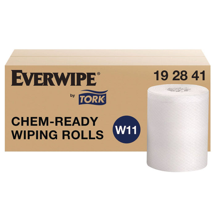 Everwipe by Tork Chem-Ready Wiping Rolls, 1-Ply, 12 x 12, White, 90 Sheets, 6 Rolls/Carton