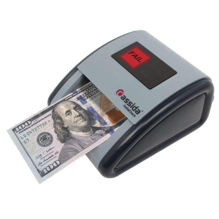 InstaCheck Counterfeit Detector for USD, 6 Detection Methods, 4.2" x 5.1" x 2.7", Gray
