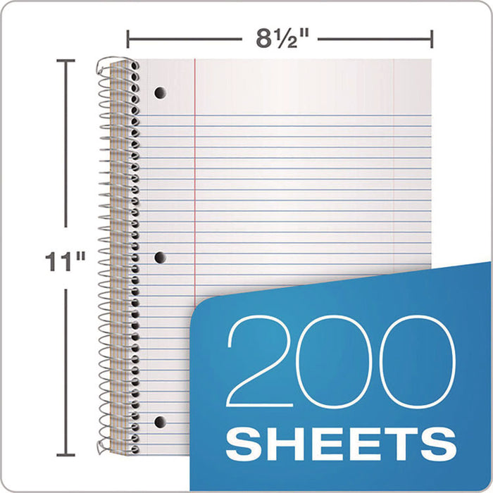 Coil-Lock Wirebound Notebook, 3-Hole Punch, 5-Subject, College Rule, Randomly Assorted Covers, (200) 11 x 8.5 Sheets