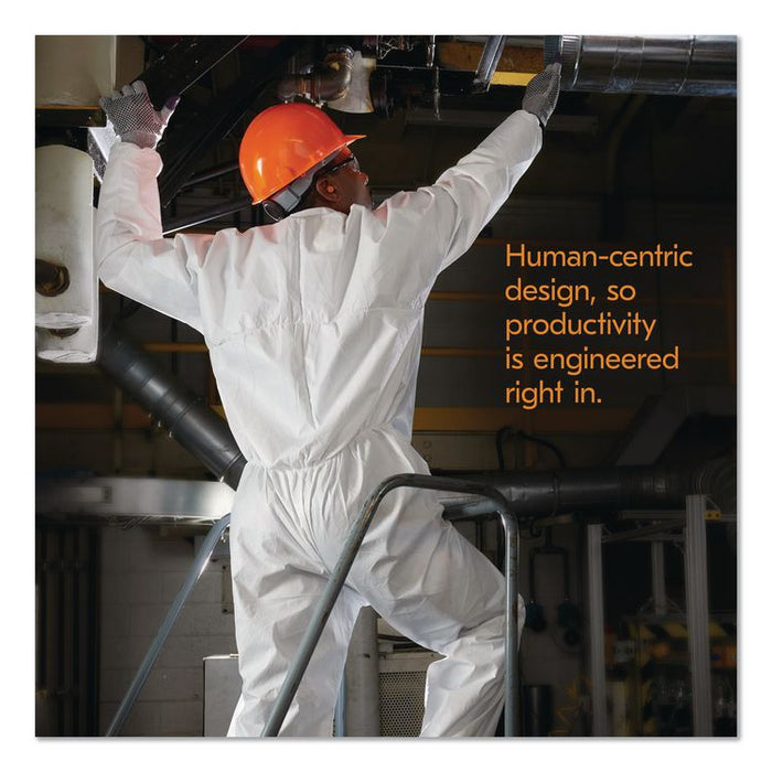KGA35 Liquid and Particle Protection Coveralls, Elastic Wrist and Ankles, Large, White, 25/Carton