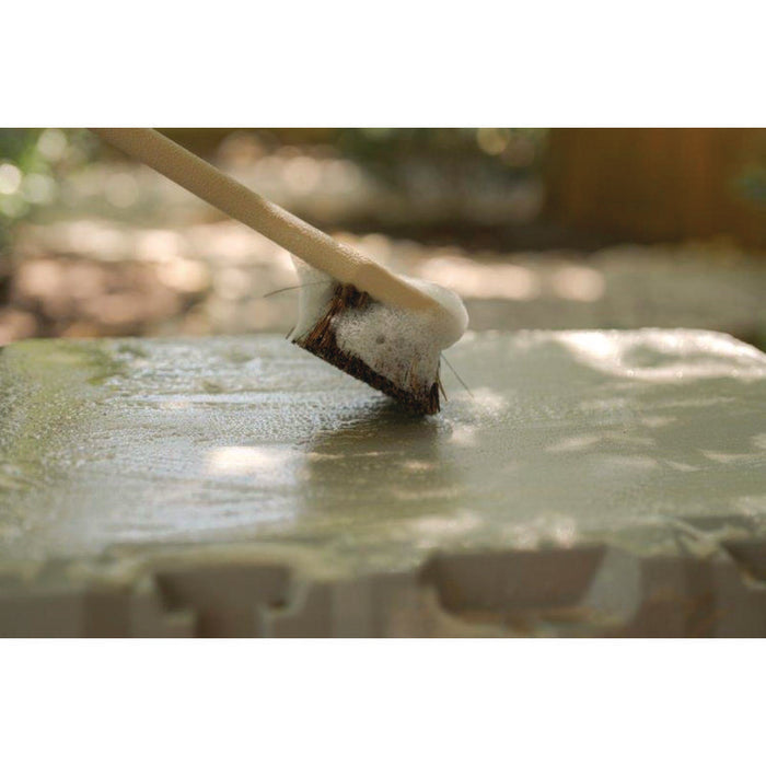 Utility Brush, Brown Palmyra Fiber Bristles, 5.5" Brush, 14.5" Tan Plastic Handle