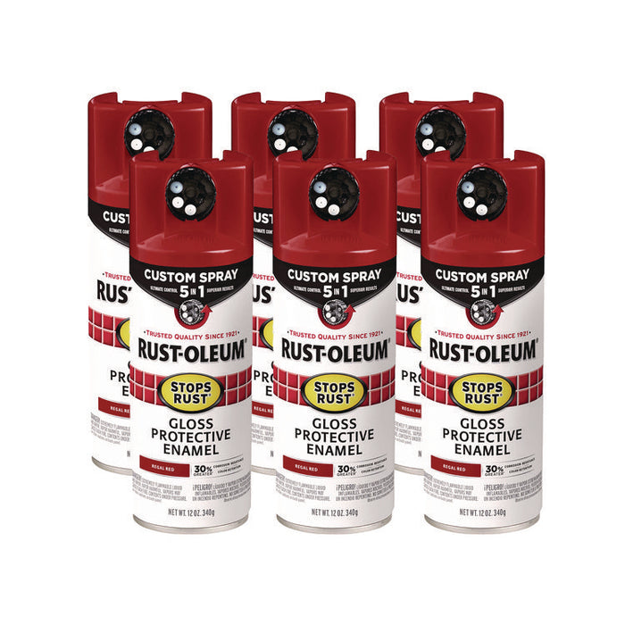 Stops Rust 5-in-1 Spray Paint, Gloss Regal Red, 12 oz Aerosol Can, 6/Carton