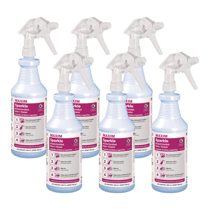 RTU Sparkle Glass Cleaner, Safe-to-Ship, 32 oz Bottle, 6/Carton