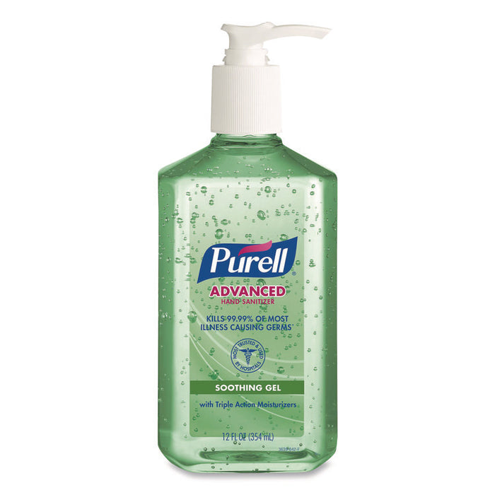 Advanced Hand Sanitizer Soothing Gel, 12 oz Pump Bottle, Fresh Scent, 12/Carton