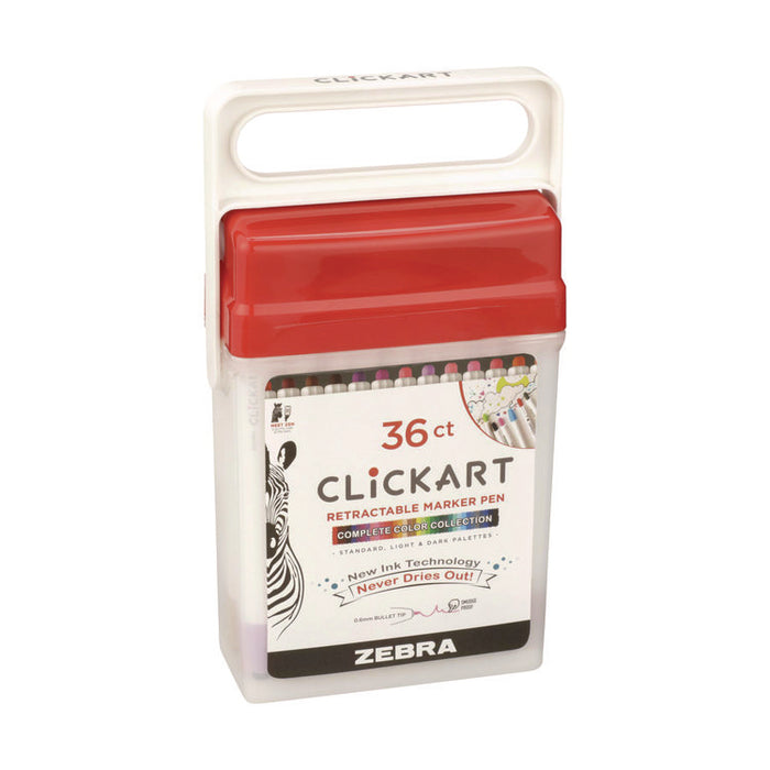ClickArt Porous Point Pen, Retractable, Fine 0.6 mm, Assorted Ink Colors, White Barrel, 36/Pack