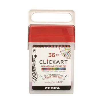 ClickArt Porous Point Pen, Retractable, Fine 0.6 mm, Assorted Ink Colors, White Barrel, 36/Pack