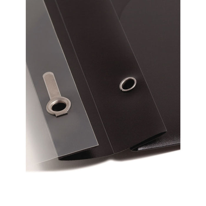 Clear Front Poly Report Cover, Double-Prong Fastener, 0.5" Capacity, 8.5 x 11, Clear/Black, 5/Pack