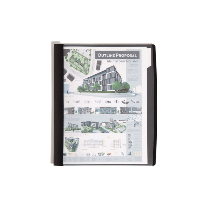 Clear Front Poly Report Cover, Double-Prong Fastener, 0.5" Capacity, 8.5 x 11, Clear/Black, 5/Pack