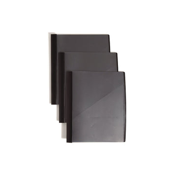 Clear Front Poly Report Cover, Double-Prong Fastener, 0.5" Capacity, 8.5 x 11, Clear/Black, 5/Pack