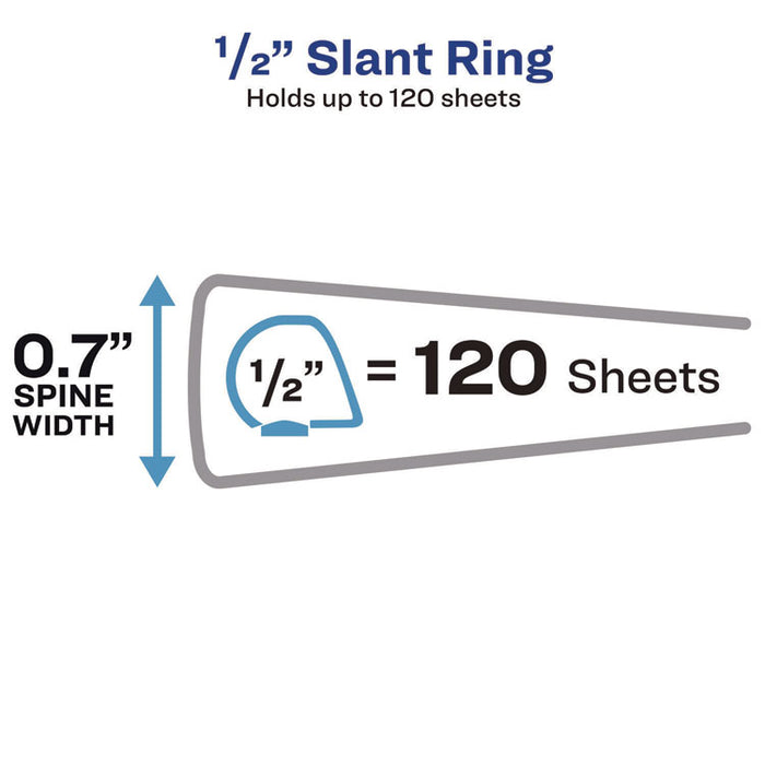 Heavy-Duty Non Stick View Binder with DuraHinge and Slant Rings, 3 Rings, 0.5" Capacity, 11 x 8.5, Black, (5233)