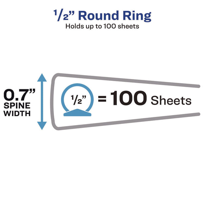 Economy View Binder with Round Rings , 3 Rings, 0.5" Capacity, 11 x 8.5, Black, (5705)