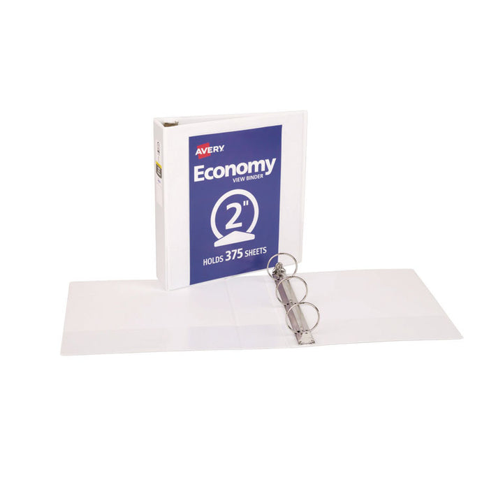Economy View Binder with Round Rings , 3 Rings, 2" Capacity, 11 x 8.5, White, (5731)