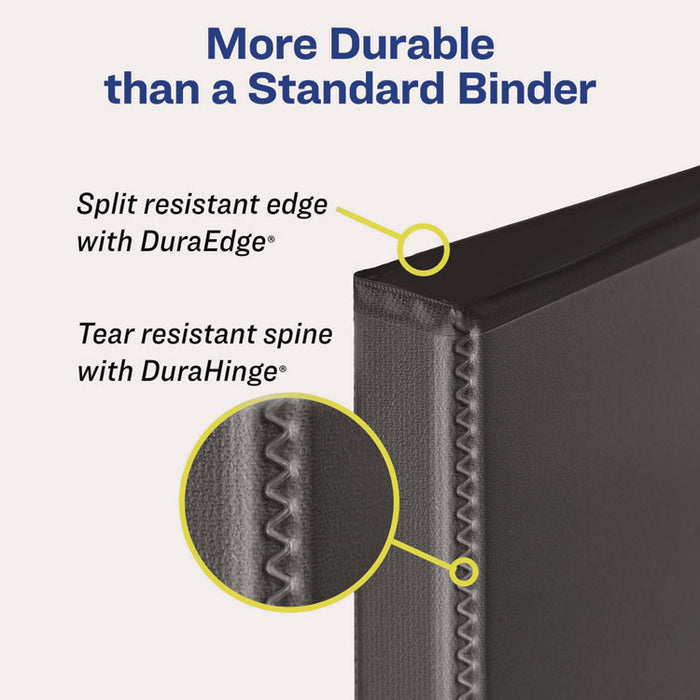 Durable View Binder with DuraHinge and EZD Rings, 3 Rings, 5" Capacity, 11 x 8.5, White, (9901)