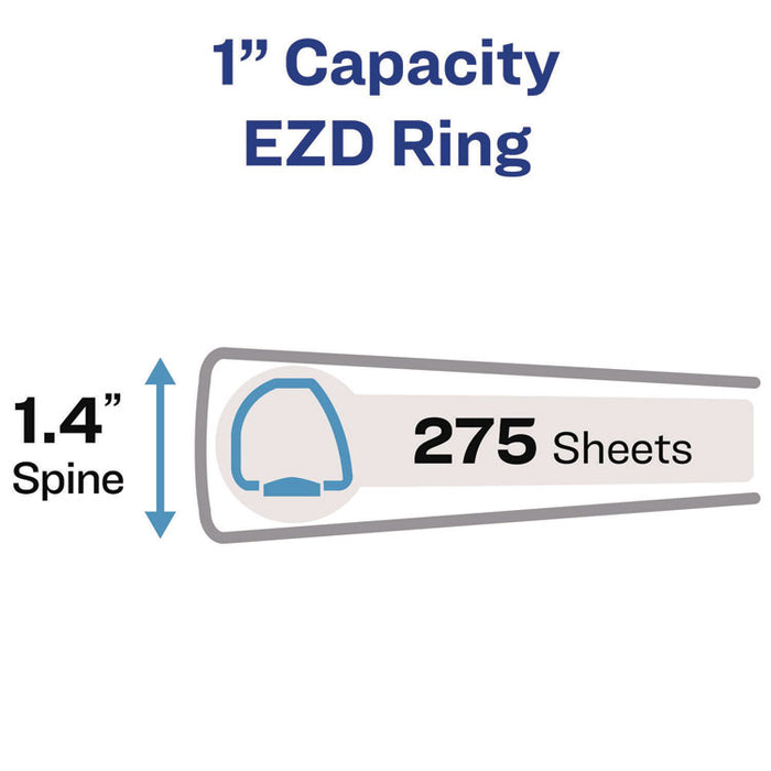 Heavy-Duty View Binder with DuraHinge and One Touch EZD Rings, 3 Rings, 1" Capacity, 11 x 8.5, Red