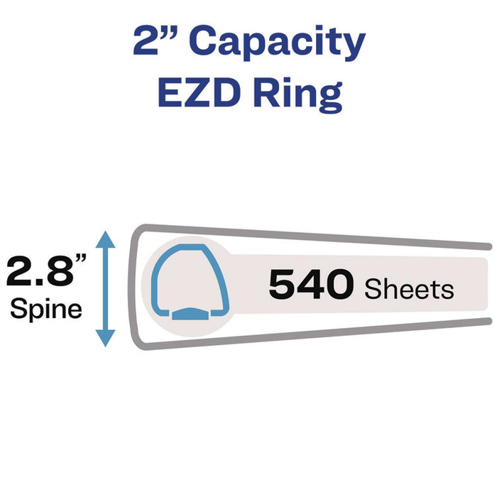 Heavy-Duty View Binder with DuraHinge and One Touch EZD Rings, 3 Rings, 2" Capacity, 11 x 8.5, Red