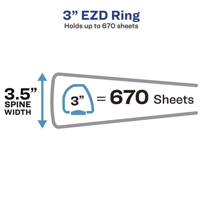 Heavy-Duty View Binder with DuraHinge and Locking One Touch EZD Rings, 3 Rings, 3" Capacity, 11 x 8.5, Red
