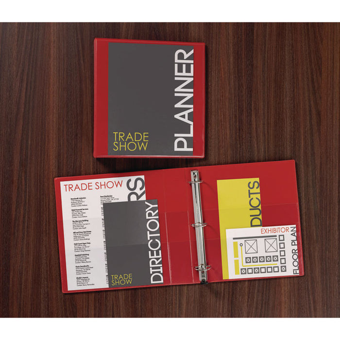 Heavy-Duty View Binder with DuraHinge and Locking One Touch EZD Rings, 3 Rings, 3" Capacity, 11 x 8.5, Red