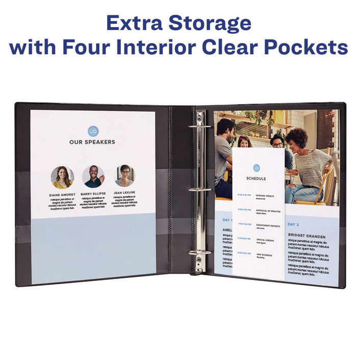 Heavy-Duty View Binder with DuraHinge and One Touch EZD Rings, 3 Rings, 1" Capacity, 11 x 8.5, Black