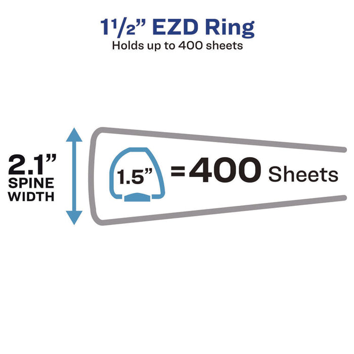 Heavy-Duty View Binder with DuraHinge and One Touch EZD Rings, 3 Rings, 1.5" Capacity, 11 x 8.5, Navy Blue