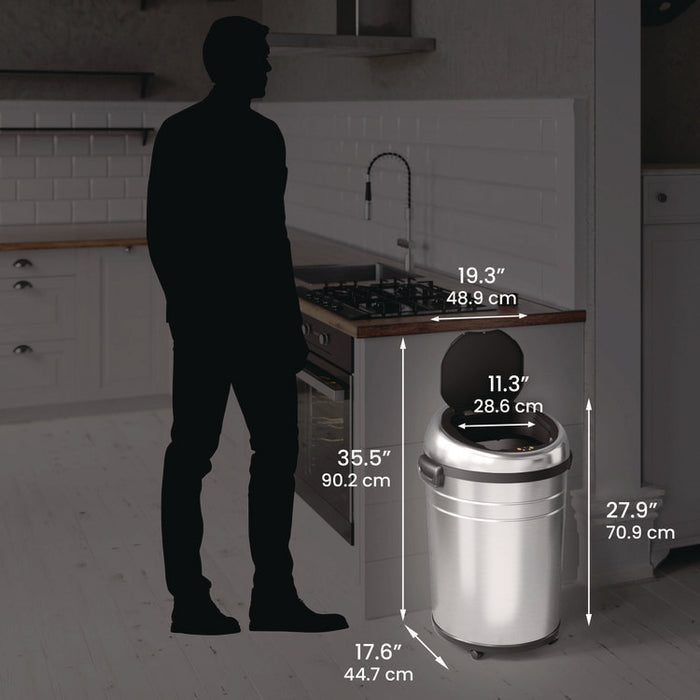 Extra-Large Sensor Trash Can with Wheels, 18 gal, Plastic/Stainless Steel