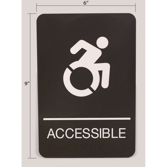 ADA Sign, Accessible, 6 x 9, Black Face, White Graphics