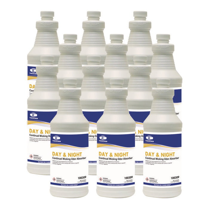 Day and Night Wicking Odor Absorber, Lavender Scent, 32 oz Bottle, 12/Carton