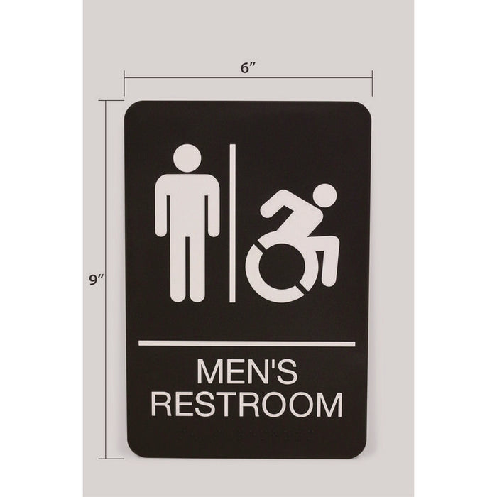 ADA Sign, Men's Restroom, 6 x 9, Black Face, White Graphics