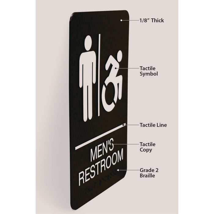 ADA Sign, Men's Restroom, 6 x 9, Black Face, White Graphics