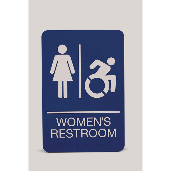 ADA Sign, Women's Restroom, 6 x 9, Blue Face, White Graphics