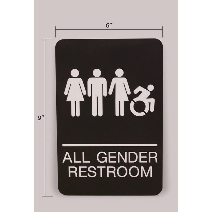 ADA Sign, All Gender Restroom, 6 x 9, Black Face, White Graphics