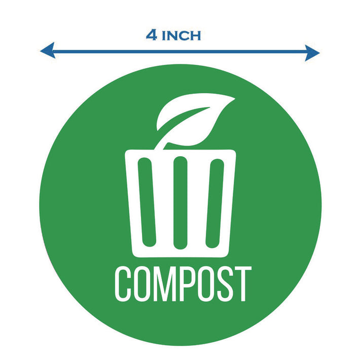 Vinyl Decals, Compost, 4" Diameter, Green/White, 3/Pack