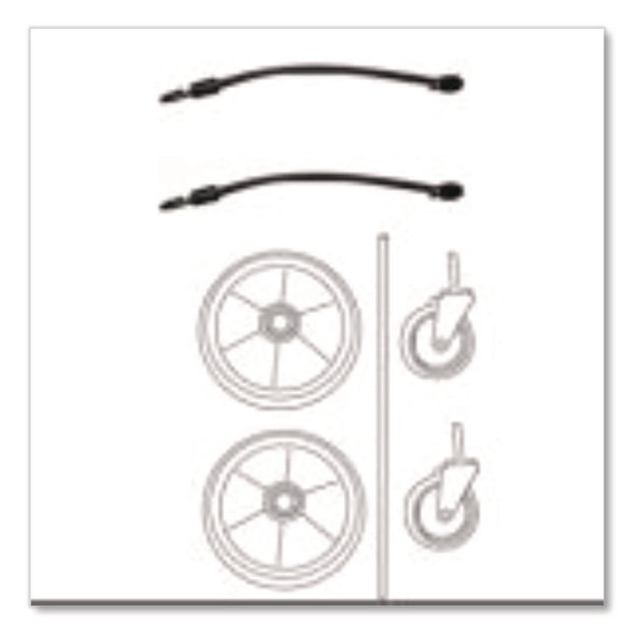 8" Ball Bearing Wheel and 4" Swivel Stem Caster Kit with Axle for Microfiber Cleaning Cart, (2) Wheels, (2) Casters