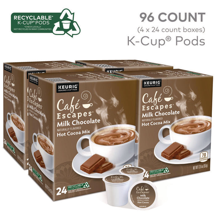 Cafe Escapes Milk Chocolate Hot Cocoa K-Cups, 96/Carton