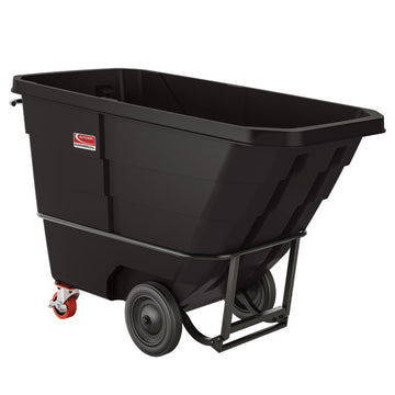 1 cu yd Standard Duty Tilt Truck, Forkliftable Frame, 1,300 lb Capacity, Black