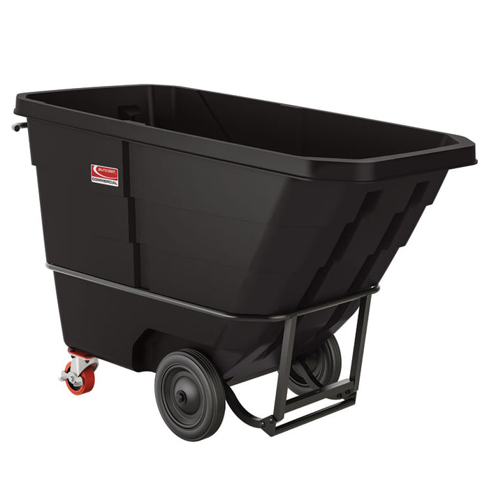 1 cu yd Standard Duty Tilt Truck, Forkliftable Frame, 1,300 lb Capacity, Black