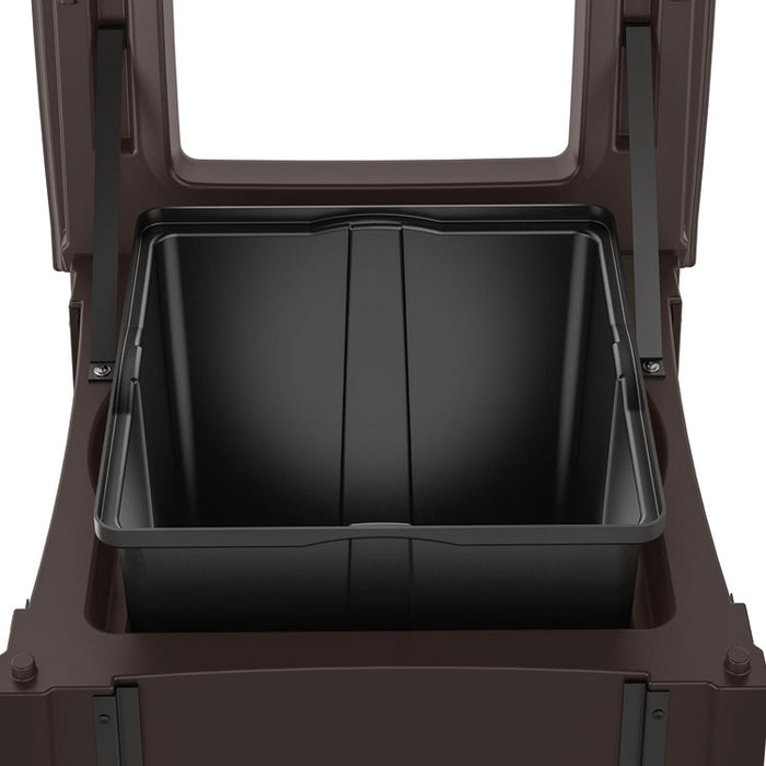 Resin Customizable Garbage Can with Open Lid, 34.4 gal, Plastic, Java