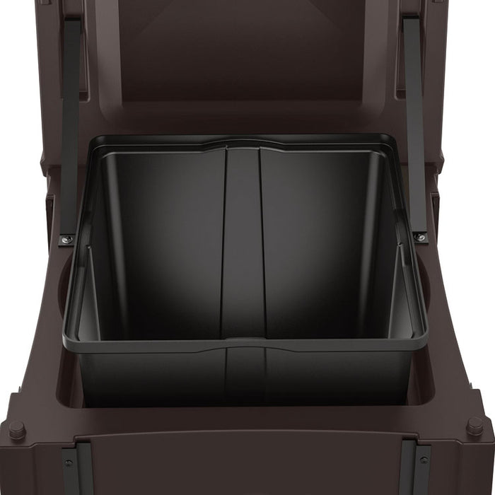 Resin Customizable Garbage Can with Covered Lid, 34.4 gal, Plastic, Java