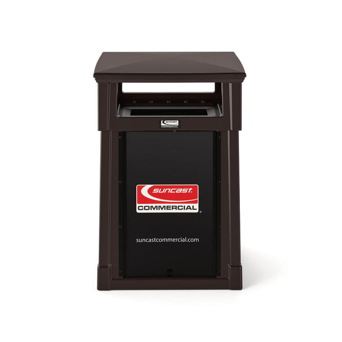 Resin Customizable Garbage Can with Covered Lid, 34.4 gal, Plastic, Java
