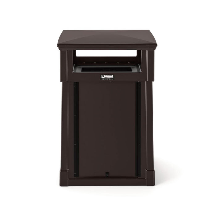 Resin Customizable Garbage Can with Covered Lid, 34.4 gal, Plastic, Java