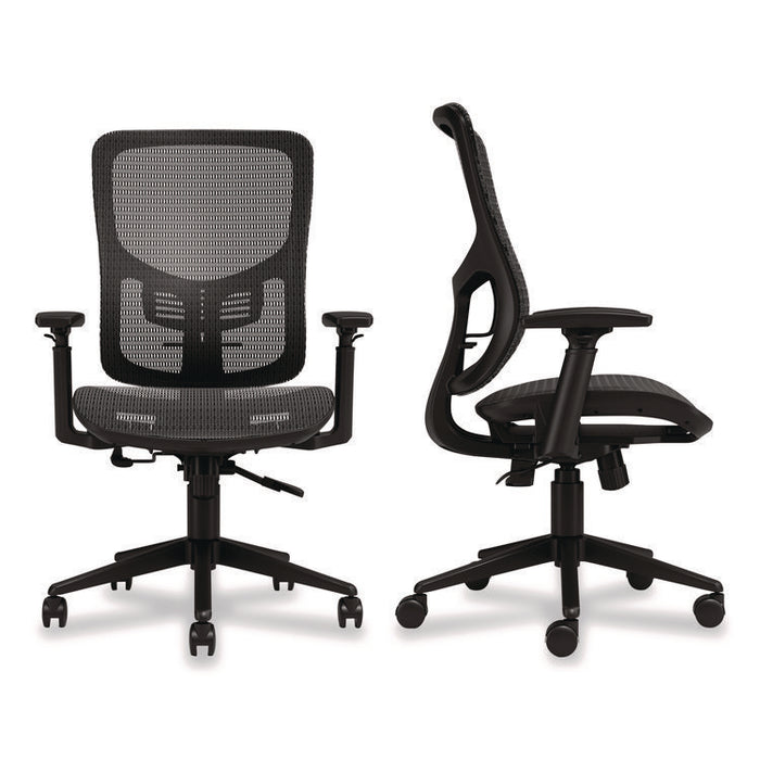 Alera Hollins Ergonomic Mesh Swivel Task Chair, Supports Up to 275lb, 18.57 to 22.54 Seat Height, Black Seat/Back, Black Base