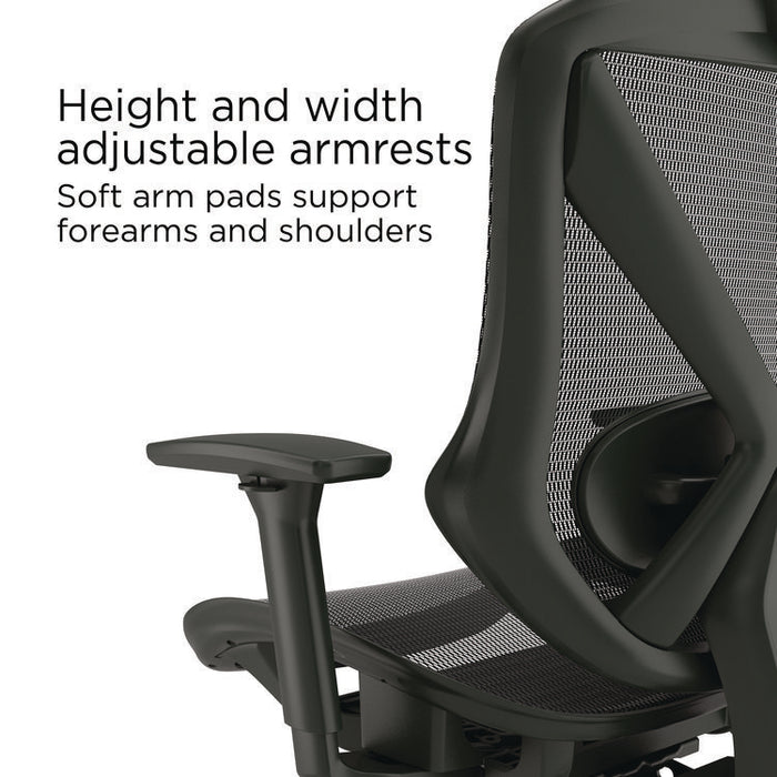 Alera Taunton Ergonomic Mesh Swivel Task Chair, Supports Up to 275lb, 17.44 to 20.98 Seat Height, Black Seat/Back, Black Base