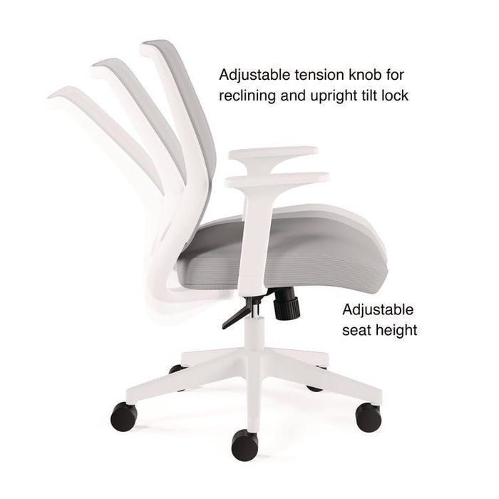 Alera Wessex Ergonomic Fabric Mesh Swivel Task Chair, Supports 275 lb, 17.09 to 20.83 Seat Height, Gray Seat/Back, White Base