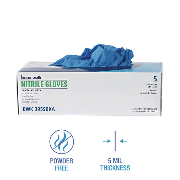 Blue Disposable Nitrile Gloves, 370 Series, Powder-Free, Small, 3 mil Thick, 9.5" Long, Blue, 100/Box, 10 Boxes/Carton